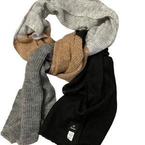 ECHO neutral black/tan/gray color block soft recycled oversized scarf / wrap